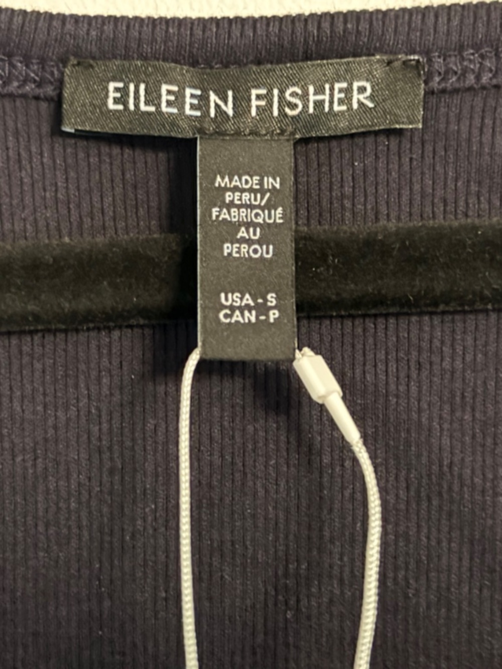 NWT Eileen Fisher Scoop Neck Slim Tank ribbed Ink Small Organic Cotton - Picture 2 of 3